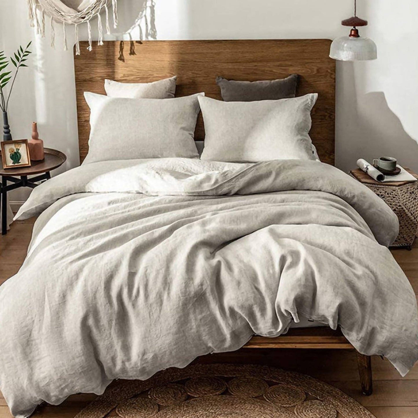 100% French Linen Duvet Cover Set (3PCS) - Oatmeal