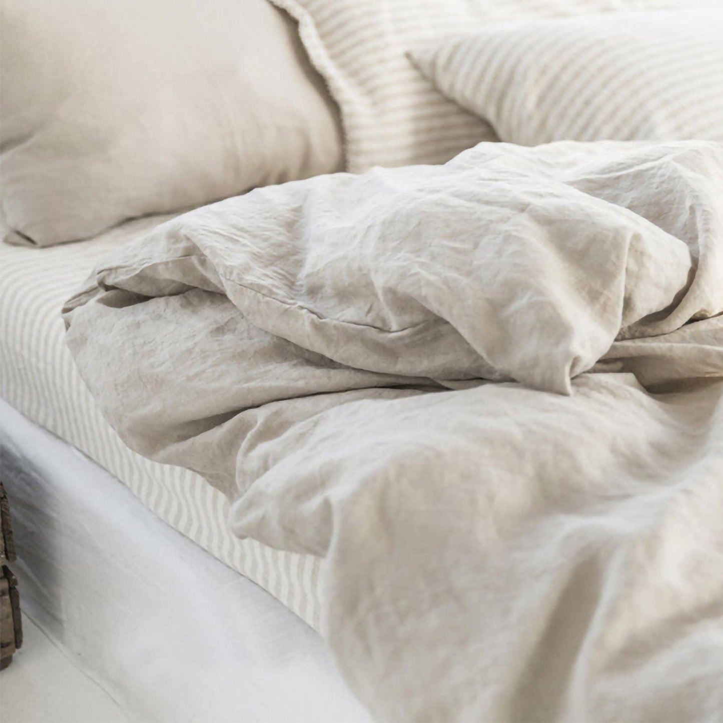 100% French Linen Duvet Cover Set (3PCS) - Oatmeal