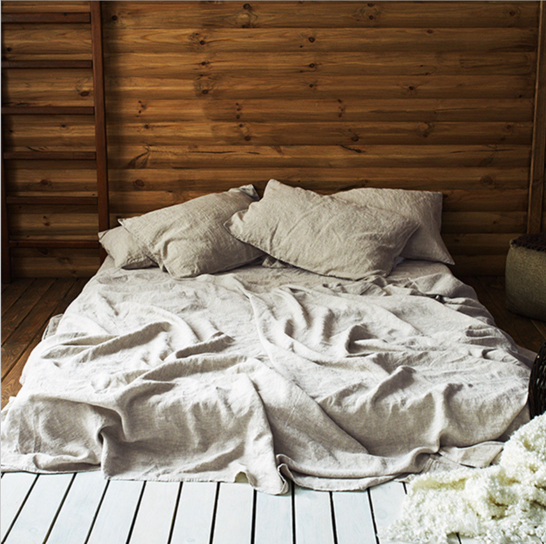 100% French Linen Duvet Cover Set (3PCS) - Oatmeal