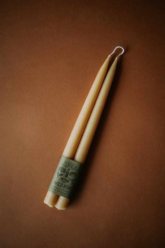 Hand Dipped Beeswax Tapers 10"